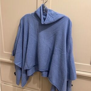 Free People Soft Blue Poncho Sweater